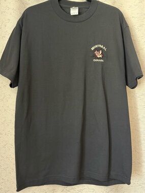 Alstyle Black Montreal Canada Embroidered Chest Tee Shirt